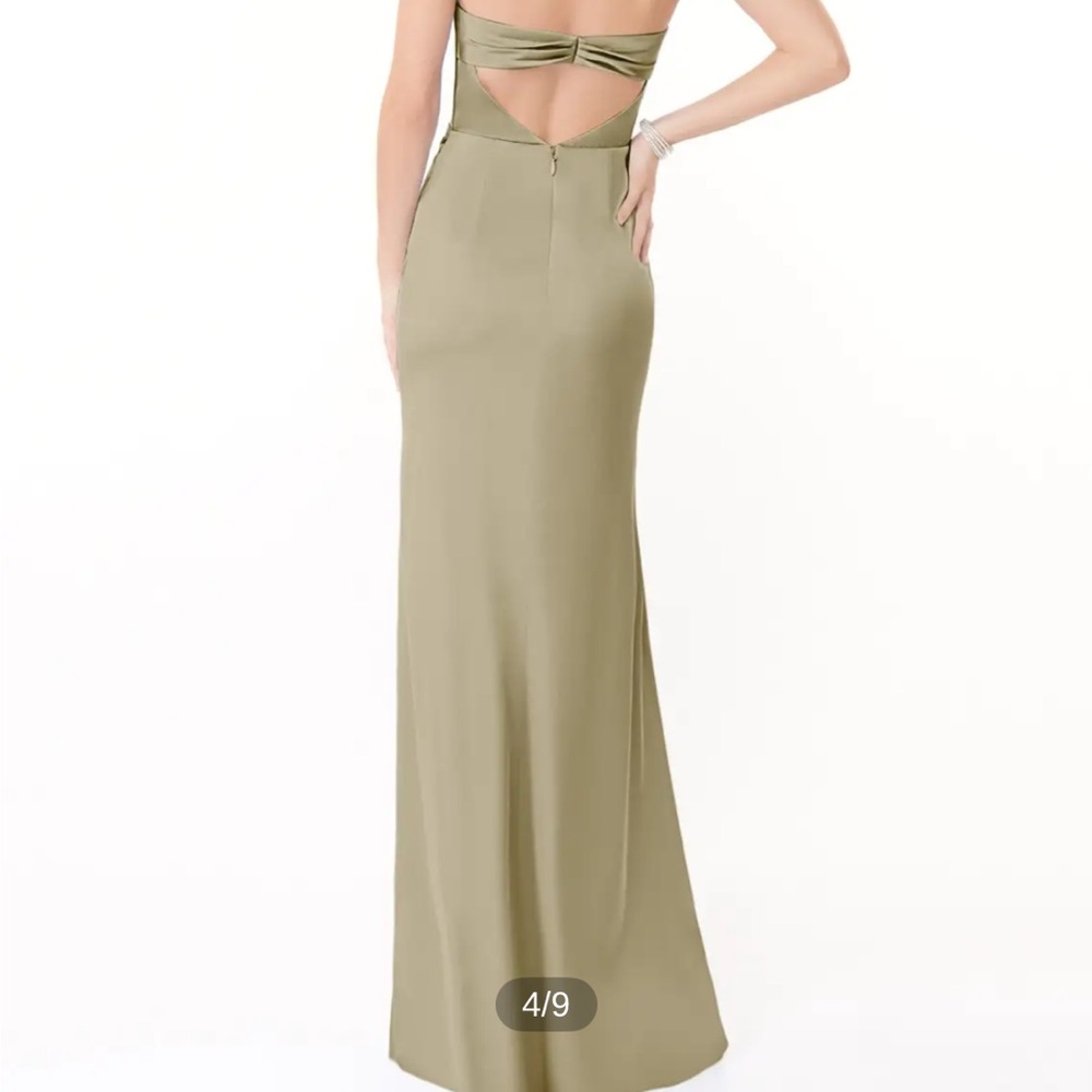 Azazie Strapless Gold Gown - Picture 3 of 4